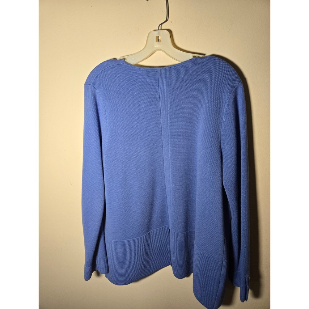 Talbots Cardigan Sweater Womens L/P Blue Excellent Draped Open Front Ribbed Knit - Picture 4 of 13